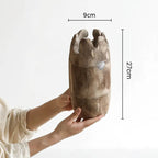 Large Cylindrical Wooden Flower Vase, Natural Home Centerpiece