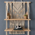 Handmade Macrame Hanging Plant Shelf – Boho Wooden Wall Decor