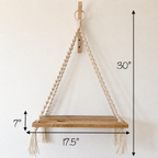 Handmade Macrame Wood Wall Shelf ,Boho Hanging Decor