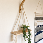 Handmade Macrame Wood Wall Shelf ,Boho Hanging Decor