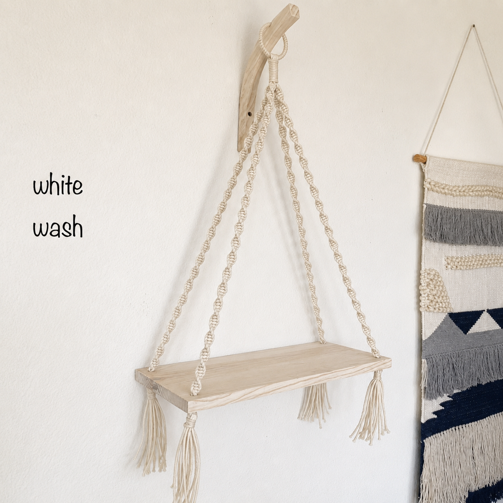 Handmade Macrame Wood Wall Shelf ,Boho Hanging Decor