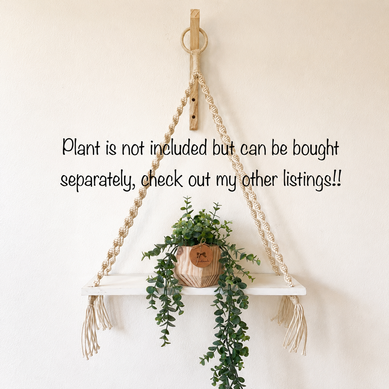Handmade Macrame Wood Wall Shelf ,Boho Hanging Decor