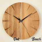 Natural Oak Wood Wall Clock, Minimalist Scandinavian Home Decor