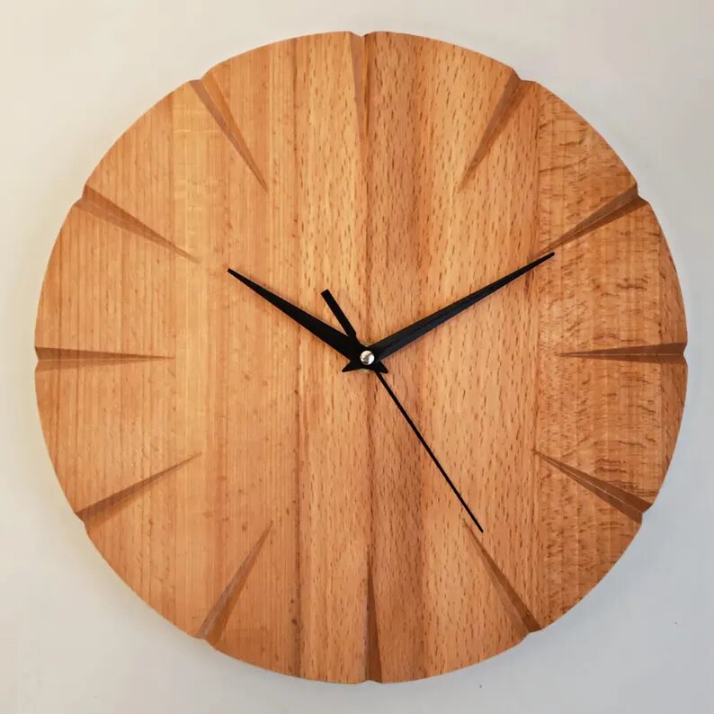 Natural Wood Wall Clock, Minimalist Oak Design, Modern Scandinavian Home Decor