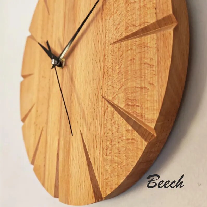 Natural Wood Wall Clock, Minimalist Oak Design, Modern Scandinavian Home Decor