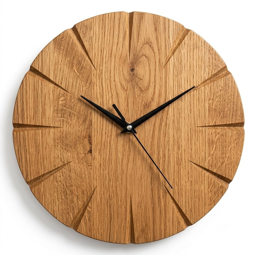 Natural Oak Wood Wall Clock, Minimalist Scandinavian Home Decor