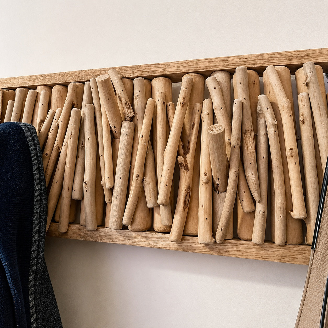 Reclaimed Driftwood Coat Rack – Natural Wooden Wall Organizer