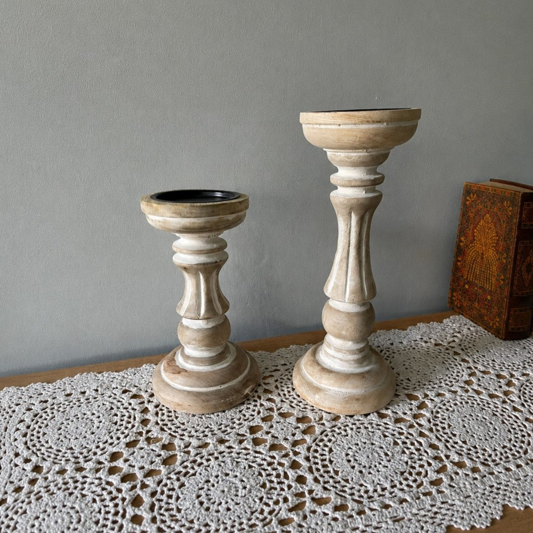 Rustic Wooden Candle Holders, Boho Home Accent, Vintage Inspired Decoration