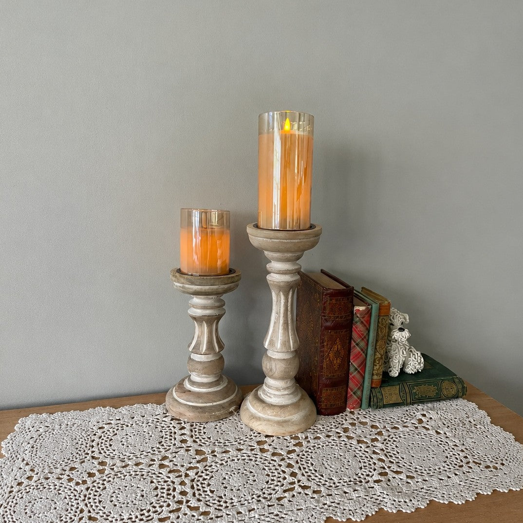 Rustic Wooden Candle Holders, Boho Home Accent, Vintage Inspired Decoration