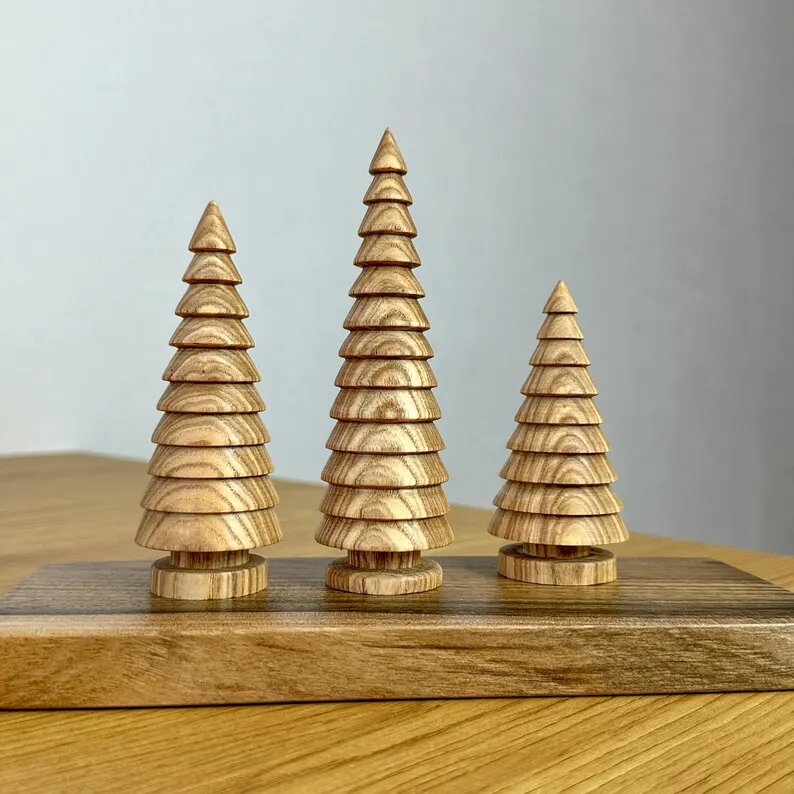 Rustic Wooden Christmas Tree Set of Three Holiday Home Decorations