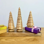 Rustic Wooden Christmas Tree Set of Three Holiday Home Decorations