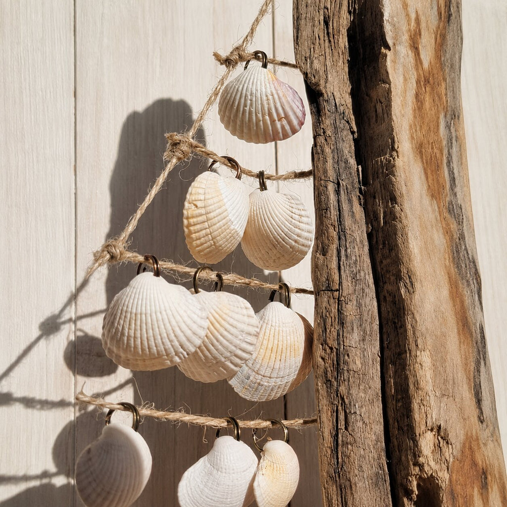 Handmade Seashell Sailboat Driftwood Coastal Beach House Decor