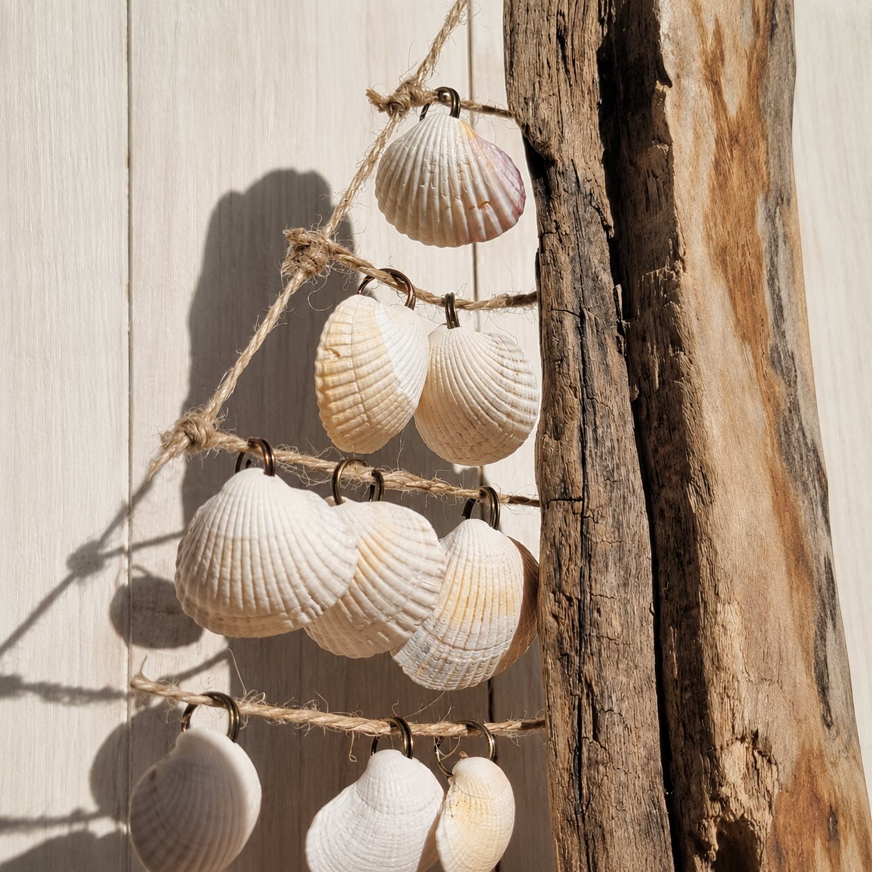 Handmade Seashell Sailboat Driftwood Coastal Beach House Decor