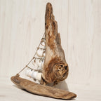 Handmade Seashell Sailboat Driftwood Coastal Beach House Decor