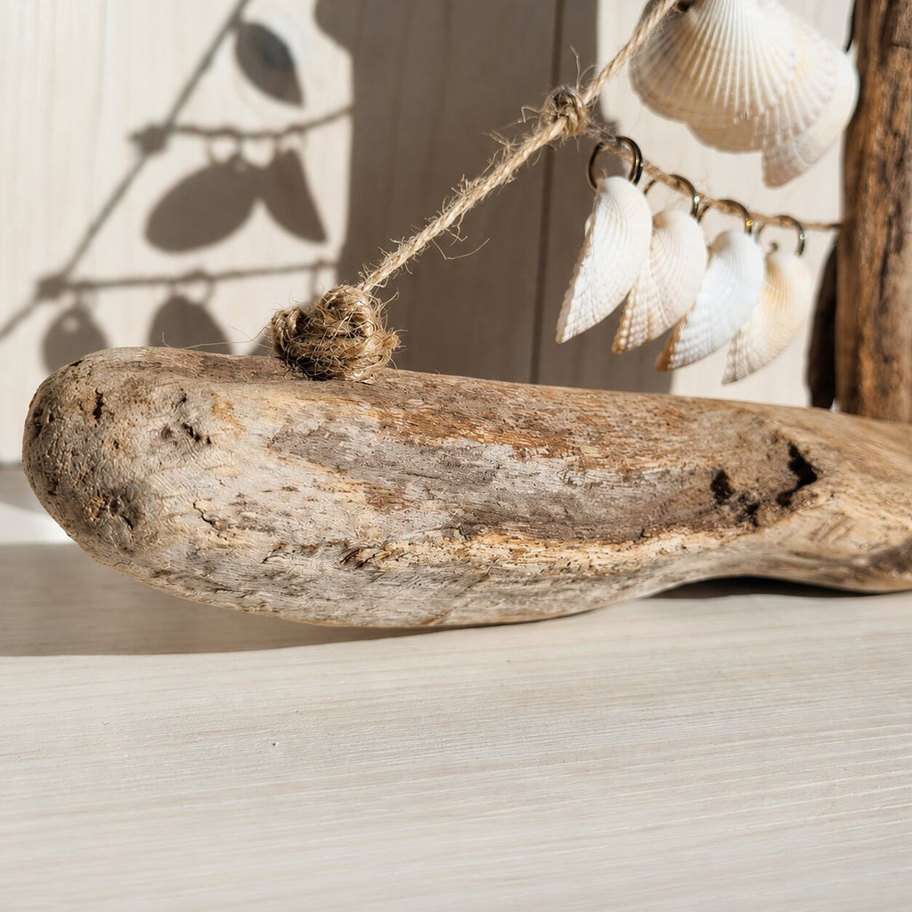Handmade Seashell Sailboat Driftwood Coastal Beach House Decor