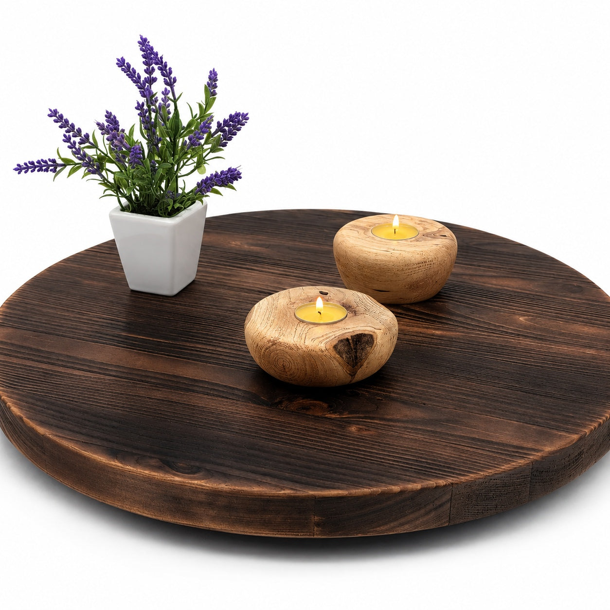 Handcrafted Hackberry Wood Candle Holder Natural Rustic Decor