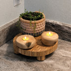 Handcrafted Hackberry Wood Candle Holder Natural Rustic Decor
