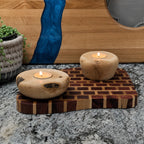 Handcrafted Hackberry Wood Candle Holder Natural Rustic Decor