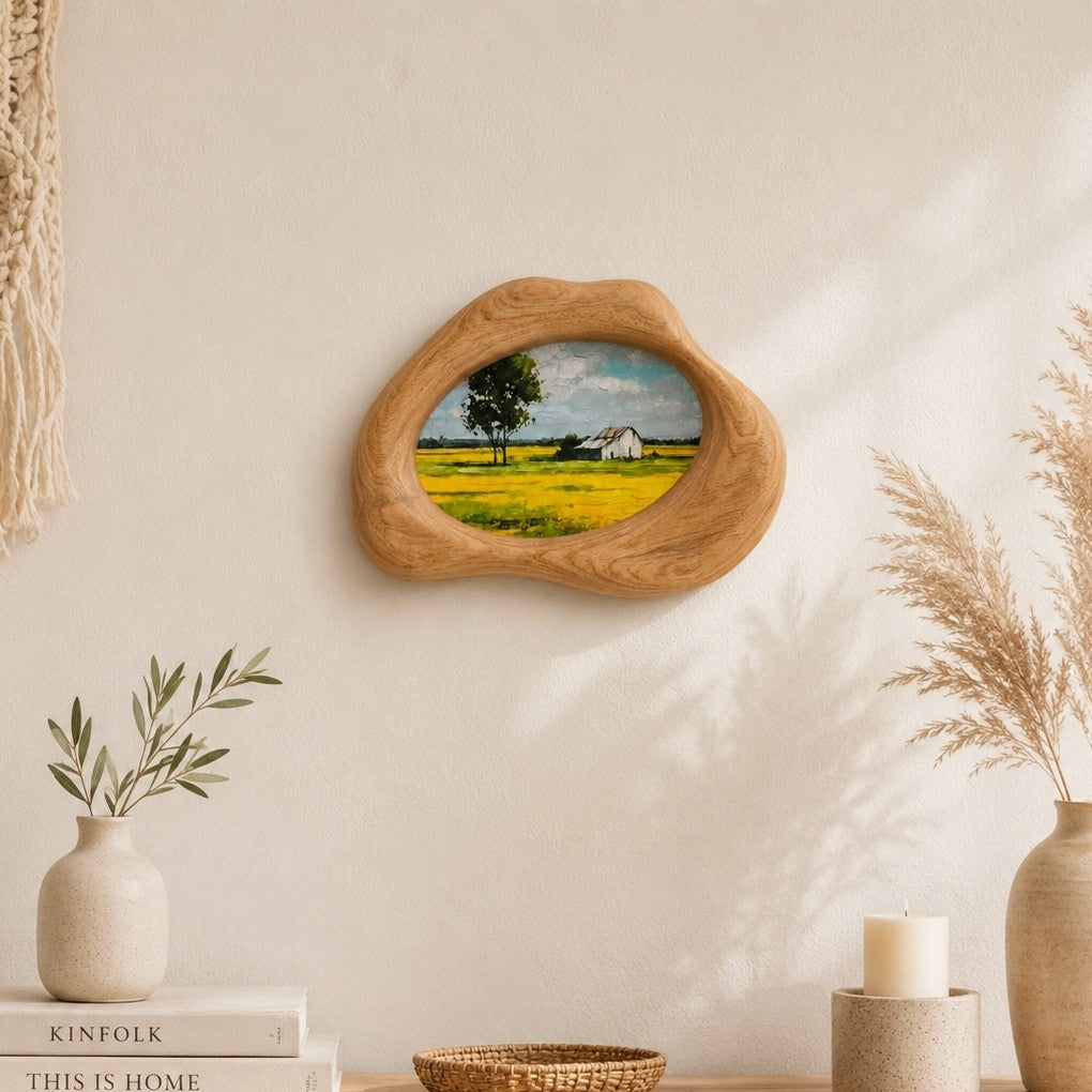 Handcrafted Cloud Solid Wood Frame, Minimalist Natural Wall Decor