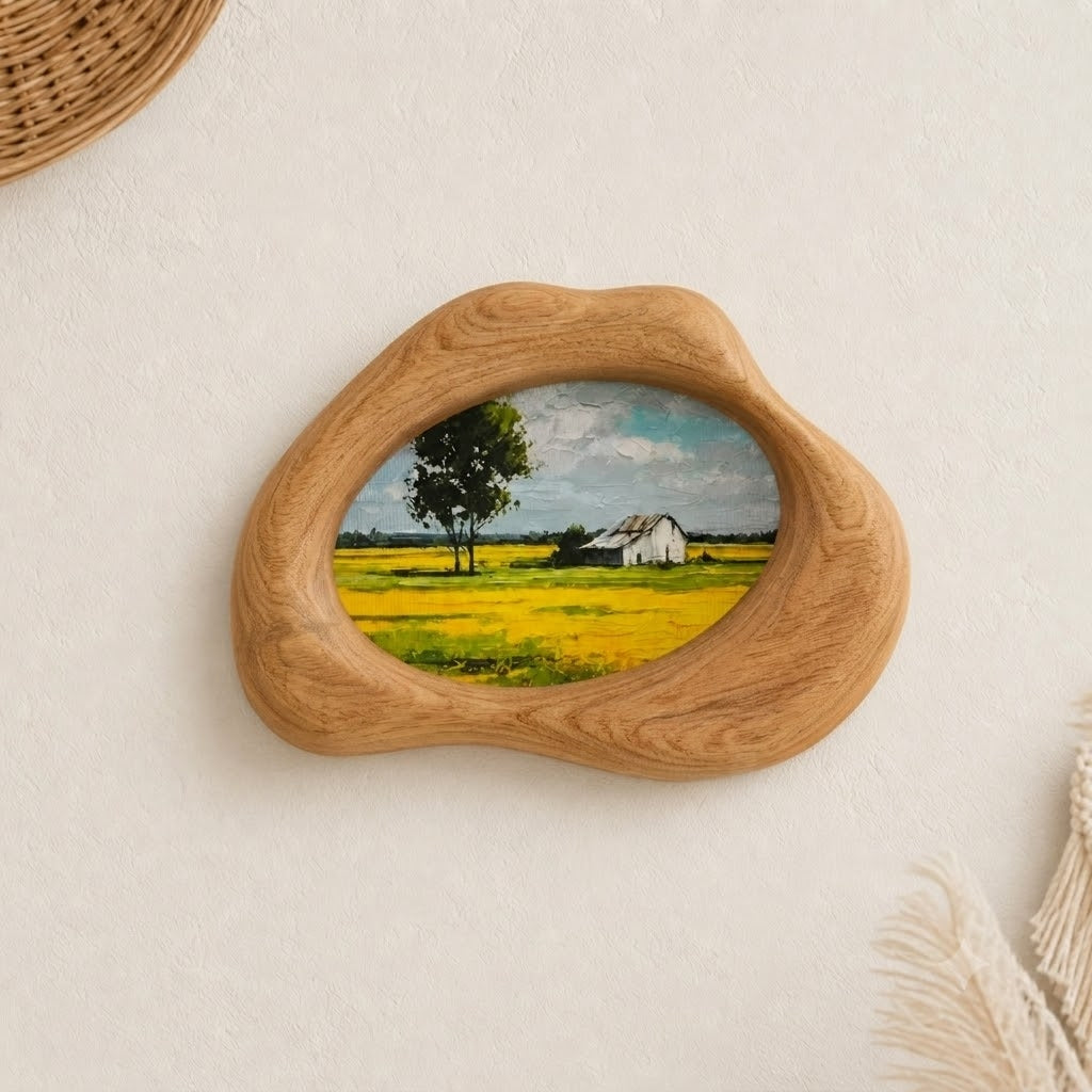 Handcrafted Cloud Solid Wood Frame, Minimalist Natural Wall Decor