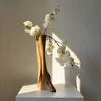 Natural Walnut Wood Vase, Handmade Wabi-Sabi Style Flower Display