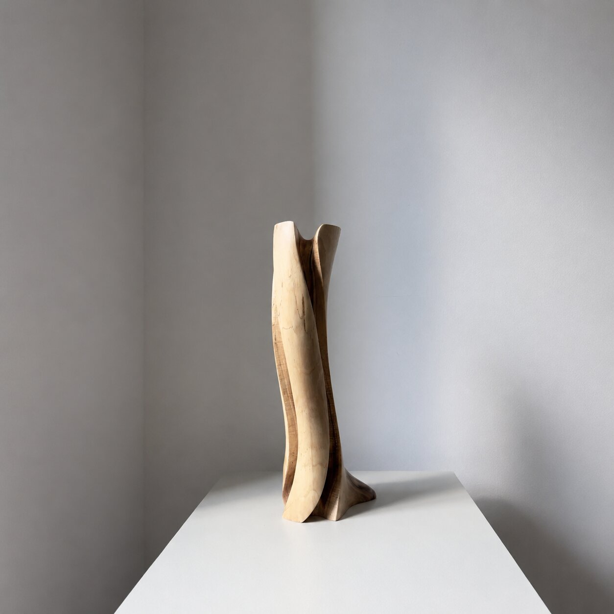 Natural Walnut Wood Vase, Handmade Sculptural Decor, Japandi Style Flower Display
