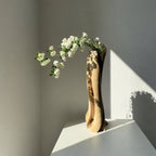 Natural Walnut Wood Vase, Handmade Wabi-Sabi Style Flower Display