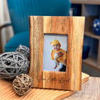 Personalized Acacia Wood Frame, Live Edge Rustic Design