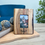 Personalized Acacia Wood Frame, Live Edge Rustic Design