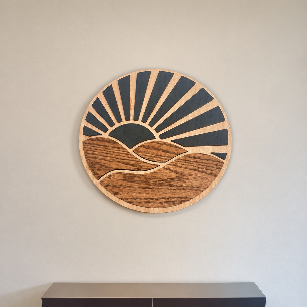 Layered Wood Wall Art, Boho Modern Hanging Decor, Minimalist Home Statement Piece