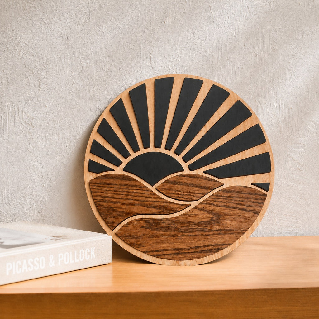 Layered Wood Wall Art, Boho Modern Hanging Decor
