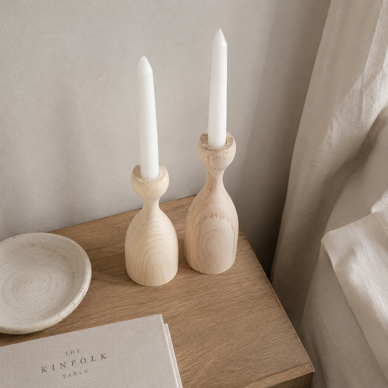 Nordic Wooden Candle Stick Group, Vintage Countryside Home Decoration