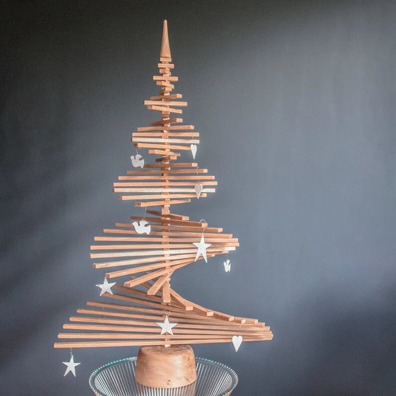 Alternative Oak Christmas Tree Minimalist Wooden Holiday Home Decor