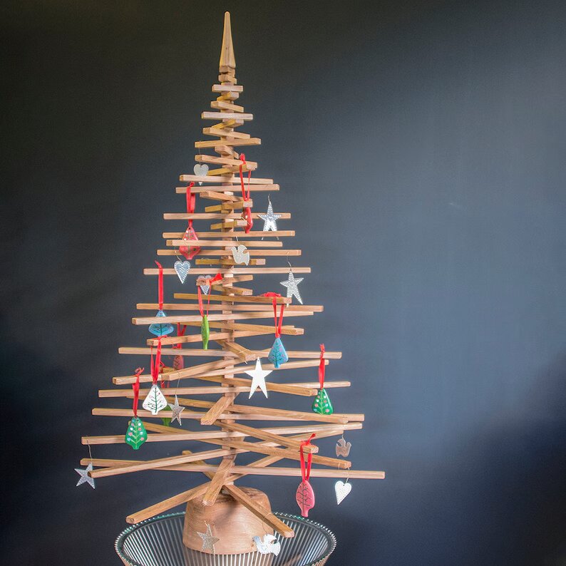 Alternative Oak Christmas Tree Minimalist Wooden Holiday Home Decor