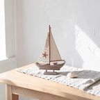 Handcrafted Wooden Sailboat Decor for Coastal Tables and Beach House Shelves