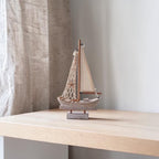 Handcrafted Wooden Sailboat Decor for Coastal Tables and Beach House Shelves