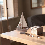 Handcrafted Wooden Sailboat Decor for Coastal Tables and Beach House Shelves