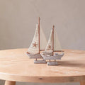 Handcrafted Wooden Sailboat Decor for Coastal Tables and Beach House Shelves
