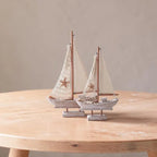 Handcrafted Wooden Sailboat Decor for Coastal Tables and Beach House Shelves