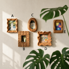 Hand Carved Wooden Picture Frames, Rustic Gallery Wall Decor Set