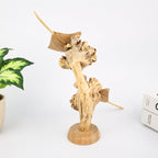 Hand Carved Wooden Stingray Sculpture Driftwood Coastal Ocean Decor
