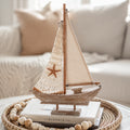 Handcrafted Wooden Sailboat Decor for Coastal Tables and Beach House Shelves