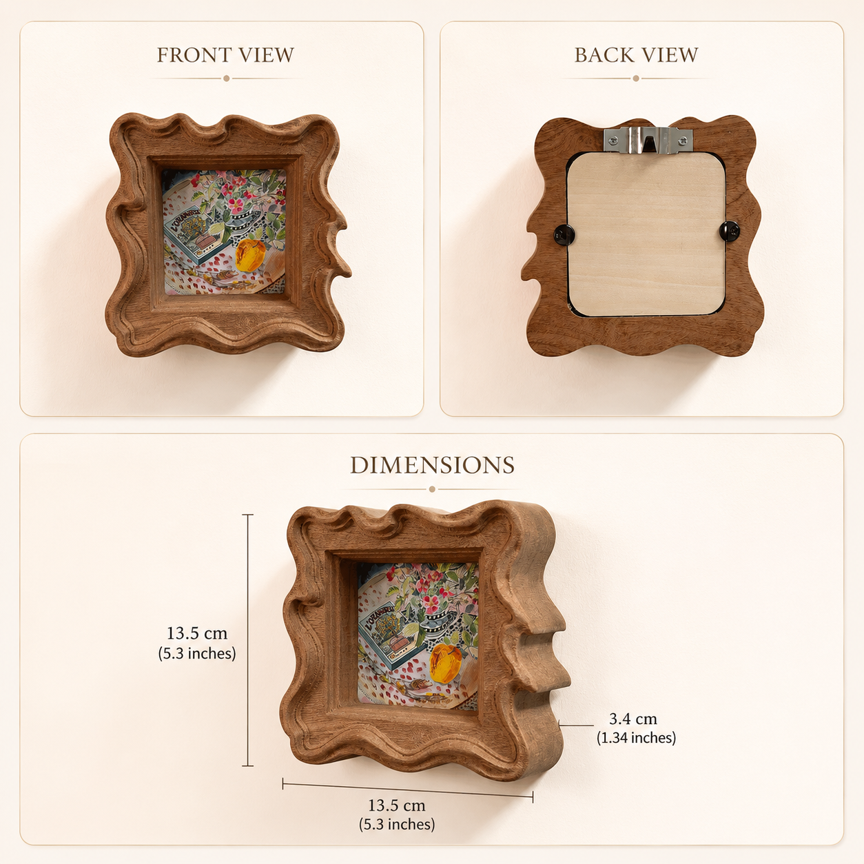 Hand Carved Wooden Picture Frames, Rustic Gallery Wall Decor Set, Unique Home Gift