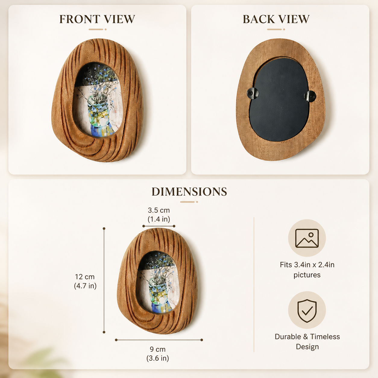 Hand Carved Wooden Picture Frames, Rustic Gallery Wall Decor Set, Unique Home Gift