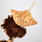 Hand Carved Wooden Stingray Sculpture Driftwood Coastal Ocean Decor
