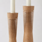 Two-Piece Natural Wooden Candle Holder Set, Scandinavian Decor