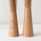 Two-Piece Natural Wooden Candle Holder Set, Scandinavian Decor