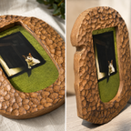 Handcrafted Wood Picture Frame, Cozy Cat Window Wall Art