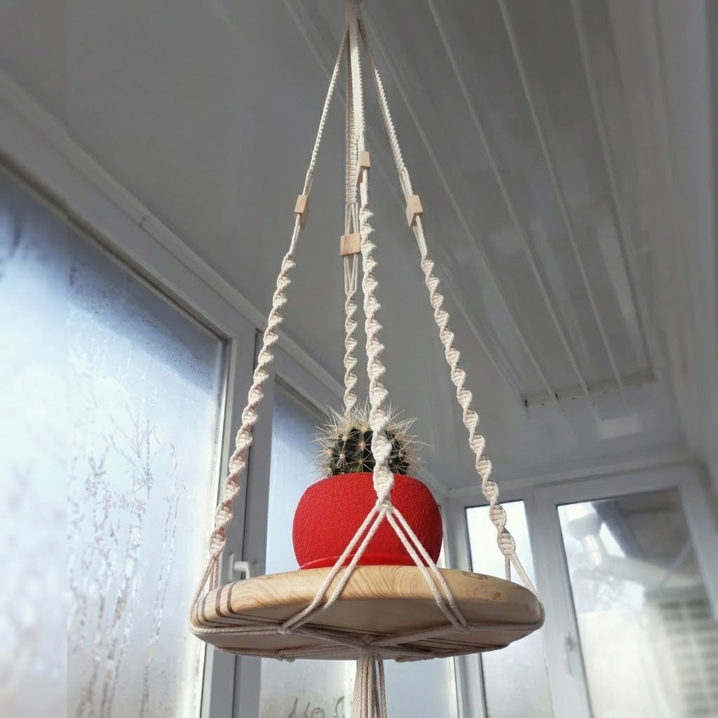 Handmade Boho Macrame Plant Shelf
