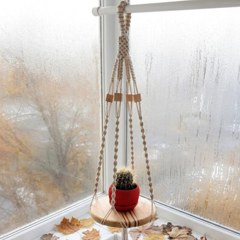 Handmade Boho Macrame Plant Shelf